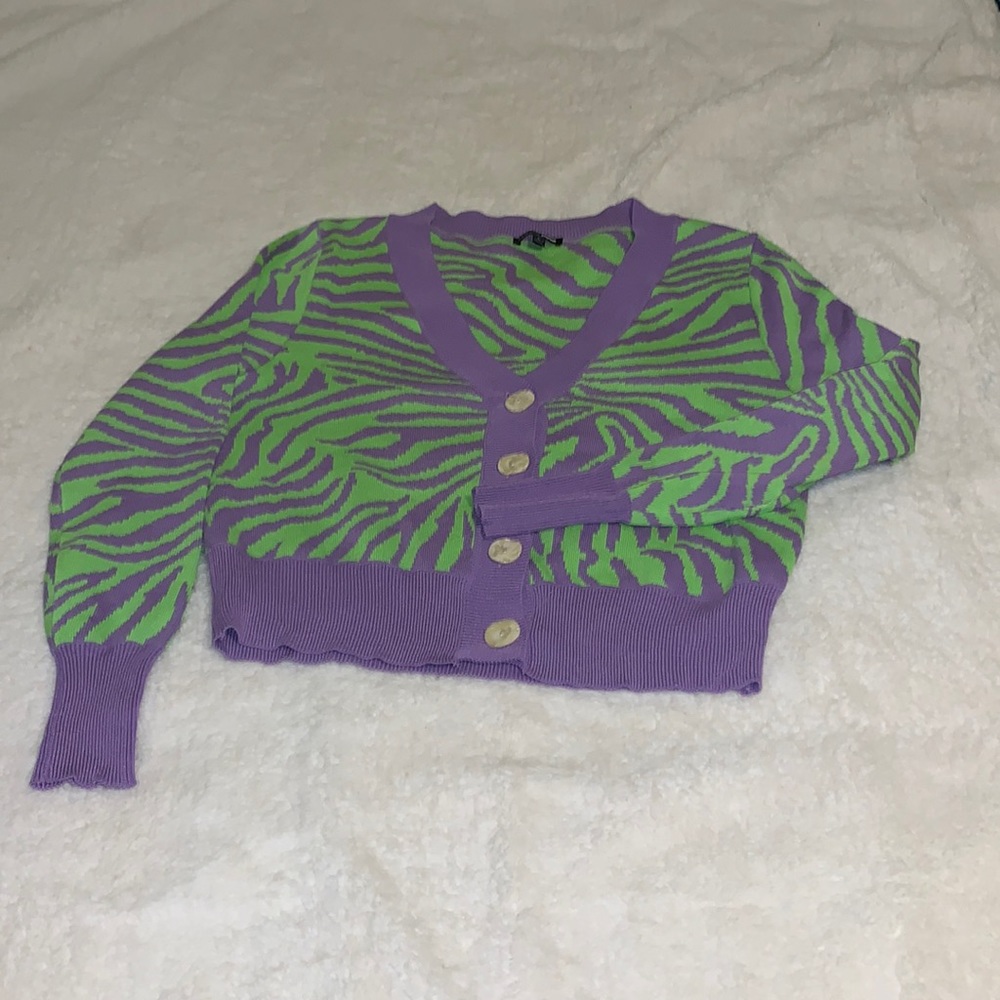 Cardigan, long sleeved, print button down